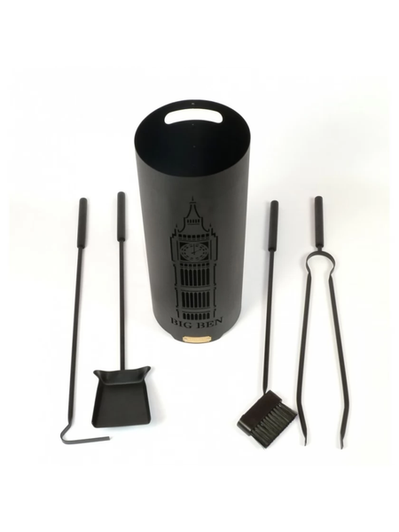 Набор для камина &laquo;Big Ben&raquo; + ручка из натуральной кожи FERRUM- В фото