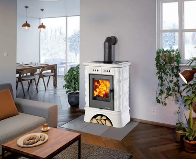 Біла кахельна піч Haas+Sohn new Treviso (Faro) з кахельною ніжкою  Haas+Sohn TrF фото