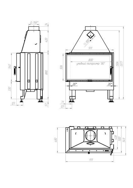 Камінна топка M-FIRE 80 кутова ліва (17kW) M-FIRE 80 L фото