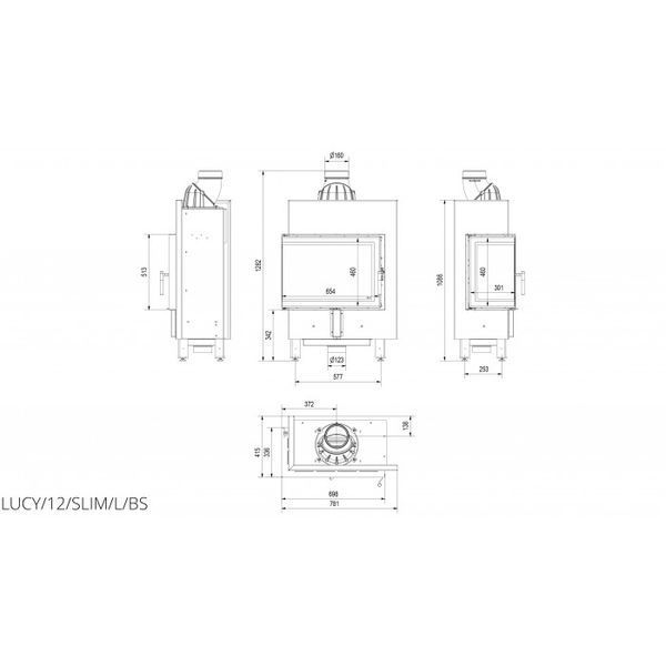 Каминная топка Kratki LUCY 12 SLIM левая BS, правая BS Kratki LUCY 12 SLIM BS фото