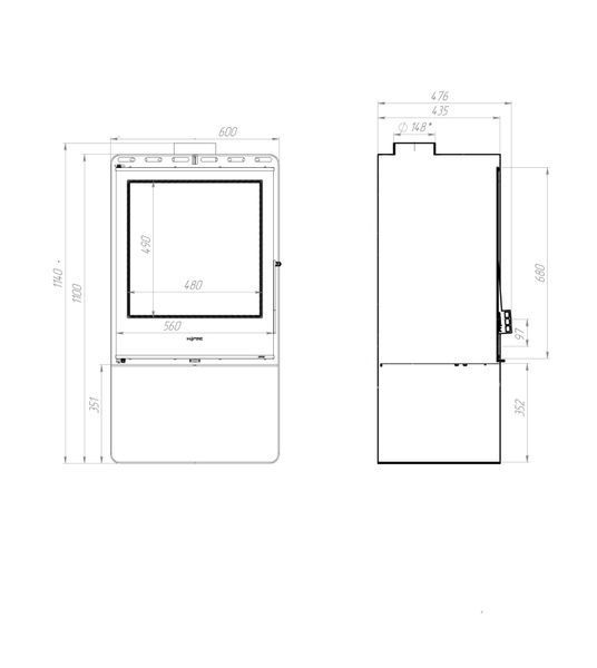 Печь стальная M-Fire Santorini c дровницей (12kW) Santorini 12 DR фото