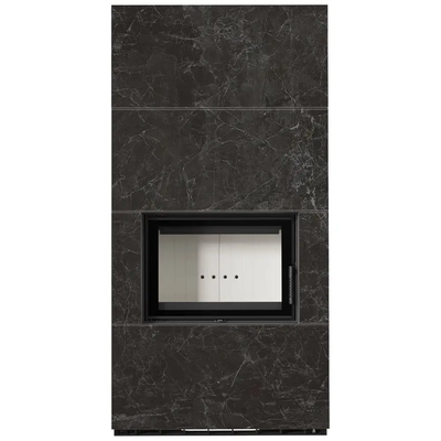 Камин Kratki FLOKI BOX 8 kW &Oslash; 160 в облицовке из керамогранита NATURALI NERO GRECO FLOKI BOX KG фото