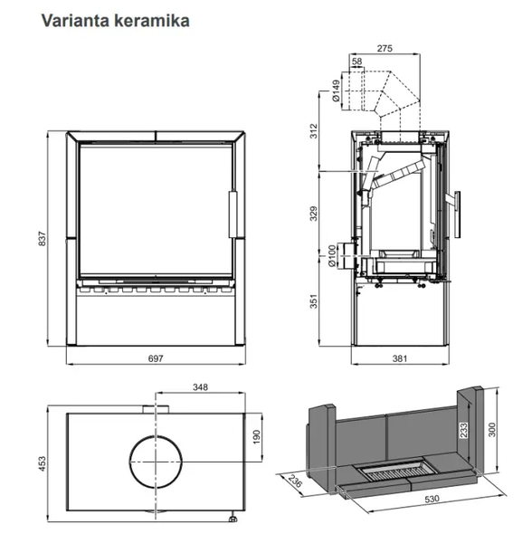 Камін кахельний опалювальний Haas+Sohn Jonsbo сірий  Haas+Sohn JС фото