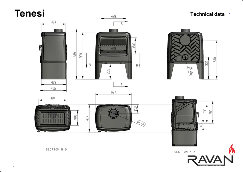 Чавунна піч Ravan Tenesi 14 кВт Ravan Tenesi фото