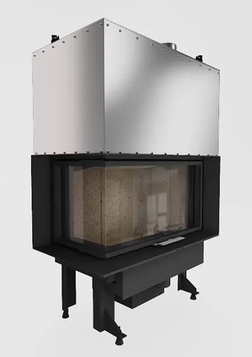Пристенный угловой камин Regal Fire Corner Architectural 80x42+ сетка от искр+ футировка ребристый чугун Corner Architectural 80x42 D фото